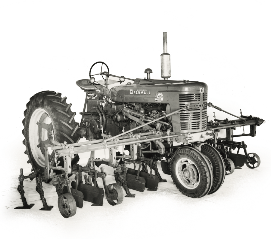 Black and white image 1947 Case IH Farmall Super A tractor